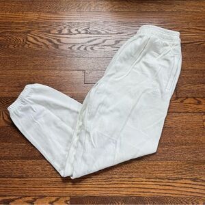 Adidas Cream Ribbed Jogger Sweatpants Off White Athletic Pants Medium